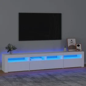 Mueble de TV con luces LED blanco 210x35x40 cm de vidaXL, Muebles TV - Ref: Foro24-3152730, Precio: 168,66 €, Descuento: %