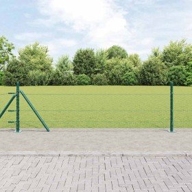 Reja con postes Verde 0.4 x 25 m Acero recubierto de PVC