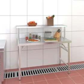 Kitchen work table with stainless steel shelf 120x60x115cm by vidaXL, Restoration - Ref: Foro24-3155991, Price: 238,08 €, Dis...