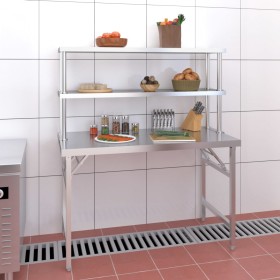 Küchenarbeitstisch mit Edelstahlregal 120x60x145cm von vidaXL, Wiederherstellung - Ref: Foro24-3155992, Preis: 317,98 €, Raba...