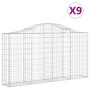 Gabion baskets 9 pcs arch shape iron 200x30x100/120 cm by vidaXL, Pots and planters - Ref: Foro24-3145437, Price: 700,24 €, D...