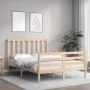 Bed frame with solid wood headboard 140x200 cm by vidaXL, Beds and slatted bases - Ref: Foro24-3193791, Price: 121,21 €, Disc...