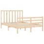 Bed frame with solid wood headboard 140x200 cm by vidaXL, Beds and slatted bases - Ref: Foro24-3193791, Price: 121,21 €, Disc...