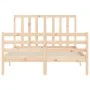Bed frame with solid wood headboard 140x200 cm by vidaXL, Beds and slatted bases - Ref: Foro24-3193791, Price: 121,21 €, Disc...
