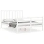 White solid wood bed frame with headboard 140x200 cm by vidaXL, Beds and slatted bases - Ref: Foro24-3193792, Price: 131,38 €...