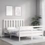 Weißer Massivholzbettrahmen mit Kopfteil 140x200 cm von vidaXL, Betten und Lattenroste - Ref: Foro24-3193792, Preis: 133,05 €...