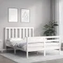 White solid wood bed frame with headboard 140x200 cm by vidaXL, Beds and slatted bases - Ref: Foro24-3193792, Price: 131,38 €...