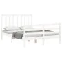 White solid wood bed frame with headboard 140x200 cm by vidaXL, Beds and slatted bases - Ref: Foro24-3193792, Price: 131,38 €...
