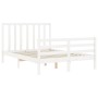 Weißer Massivholzbettrahmen mit Kopfteil 140x200 cm von vidaXL, Betten und Lattenroste - Ref: Foro24-3193792, Preis: 133,05 €...
