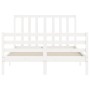 Weißer Massivholzbettrahmen mit Kopfteil 140x200 cm von vidaXL, Betten und Lattenroste - Ref: Foro24-3193792, Preis: 133,05 €...