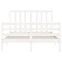 White solid wood bed frame with headboard 140x200 cm by vidaXL, Beds and slatted bases - Ref: Foro24-3193792, Price: 131,38 €...