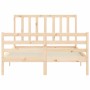 Bed frame with solid wood headboard 120x200 cm by vidaXL, Beds and slatted bases - Ref: Foro24-3193851, Price: 111,13 €, Disc...