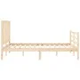 Bed frame with solid wood headboard 120x200 cm by vidaXL, Beds and slatted bases - Ref: Foro24-3193851, Price: 109,70 €, Disc...