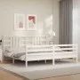 White solid wood bed frame with headboard 200x200 cm by vidaXL, Beds and slatted bases - Ref: Foro24-3193942, Price: 154,19 €...
