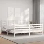White solid wood bed frame with headboard 200x200 cm by vidaXL, Beds and slatted bases - Ref: Foro24-3193942, Price: 154,19 €...