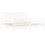 White solid wood bed frame with headboard 200x200 cm by vidaXL, Beds and slatted bases - Ref: Foro24-3193942, Price: 154,19 €...