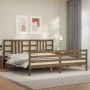 Honey brown solid wood bed frame and headboard 200x200 cm by vidaXL, Beds and slatted bases - Ref: Foro24-3193944, Price: 170...