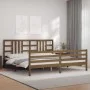 Honey brown solid wood bed frame and headboard 200x200 cm by vidaXL, Beds and slatted bases - Ref: Foro24-3193944, Price: 170...