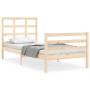 Bed frame with solid wood headboard 90x200 cm by vidaXL, Beds and slatted bases - Ref: Foro24-3193971, Price: 89,73 €, Discou...