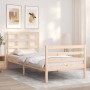 Bed frame with solid wood headboard 90x200 cm by vidaXL, Beds and slatted bases - Ref: Foro24-3193971, Price: 89,73 €, Discou...
