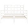 Weißer Massivholzbettrahmen mit Kopfteil 120x200 cm von vidaXL, Betten und Lattenroste - Ref: Foro24-3193982, Preis: 124,18 €...