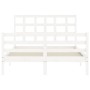 Weißer Massivholzbettrahmen mit Kopfteil 140x200 cm von vidaXL, Betten und Lattenroste - Ref: Foro24-3193987, Preis: 132,43 €...