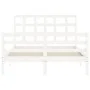 White solid wood bed frame with headboard 140x200 cm by vidaXL, Beds and slatted bases - Ref: Foro24-3193987, Price: 130,80 €...