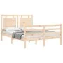 Estructura de cama de matrimonio con cabecero madera maciza de vidaXL, Camas y somieres - Ref: Foro24-3194021, Precio: 123,90...