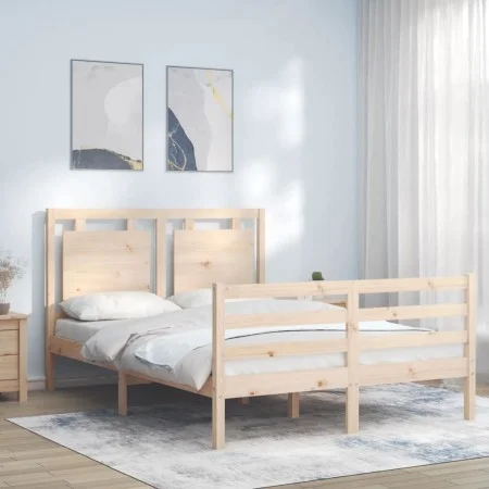 Bettgestell mit Massivholzkopfteil 140x200 cm von vidaXL, Betten und Lattenroste - Ref: Foro24-3194051, Preis: 137,88 €, Raba...