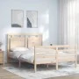 Bed frame with solid wood headboard 140x200 cm by vidaXL, Beds and slatted bases - Ref: Foro24-3194051, Price: 134,29 €, Disc...