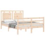 Bed frame with solid wood headboard 140x200 cm by vidaXL, Beds and slatted bases - Ref: Foro24-3194051, Price: 137,88 €, Disc...