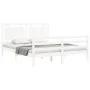 White solid wood bed frame with headboard 160x200 cm by vidaXL, Beds and slatted bases - Ref: Foro24-3194062, Price: 164,21 €...