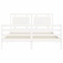 White solid wood bed frame with headboard 160x200 cm by vidaXL, Beds and slatted bases - Ref: Foro24-3194062, Price: 166,30 €...