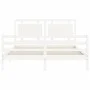 White solid wood bed frame with headboard 160x200 cm by vidaXL, Beds and slatted bases - Ref: Foro24-3194062, Price: 164,21 €...