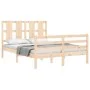 Double bed frame with solid wood headboard by vidaXL, Beds and slatted bases - Ref: Foro24-3194086, Price: 122,03 €, Discount: %