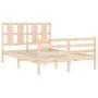 Double bed frame with solid wood headboard by vidaXL, Beds and slatted bases - Ref: Foro24-3194086, Price: 122,03 €, Discount: %