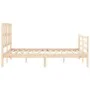 Double bed frame with solid wood headboard by vidaXL, Beds and slatted bases - Ref: Foro24-3194086, Price: 122,03 €, Discount: %