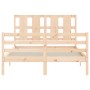 Double bed frame with solid wood headboard by vidaXL, Beds and slatted bases - Ref: Foro24-3194086, Price: 124,97 €, Discount: %