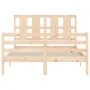 Double bed frame with solid wood headboard by vidaXL, Beds and slatted bases - Ref: Foro24-3194086, Price: 122,03 €, Discount: %
