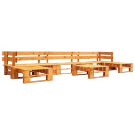 Set de muebles de palets de jardín 6 piezas madera marrón miel