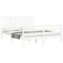 Double bed frame with white solid wood headboard by vidaXL, Beds and slatted bases - Ref: Foro24-3194122, Price: 153,60 €, Di...