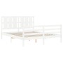 Doppelbettgestell mit weißem Massivholz-Kopfteil von vidaXL, Betten und Lattenroste - Ref: Foro24-3194122, Preis: 155,59 €, R...