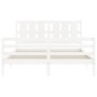 Double bed frame with white solid wood headboard by vidaXL, Beds and slatted bases - Ref: Foro24-3194122, Price: 155,59 €, Di...