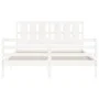 Double bed frame with white solid wood headboard by vidaXL, Beds and slatted bases - Ref: Foro24-3194122, Price: 153,60 €, Di...