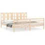 Double bed frame with solid wood headboard by vidaXL, Beds and slatted bases - Ref: Foro24-3194131, Price: 167,73 €, Discount: %