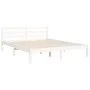 Double bed frame with white solid wood headboard by vidaXL, Beds and slatted bases - Ref: Foro24-3194122, Price: 153,60 €, Di...