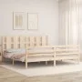 Double bed frame with solid wood headboard by vidaXL, Beds and slatted bases - Ref: Foro24-3194131, Price: 167,73 €, Discount: %