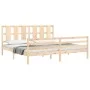 Double bed frame with solid wood headboard by vidaXL, Beds and slatted bases - Ref: Foro24-3194131, Price: 167,73 €, Discount: %