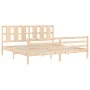 Double bed frame with solid wood headboard by vidaXL, Beds and slatted bases - Ref: Foro24-3194131, Price: 167,73 €, Discount: %