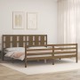 Estructura cama y cabecero madera maciza marrón miel 200x200 cm de vidaXL, Camas y somieres - Ref: Foro24-3194139, Precio: 18...